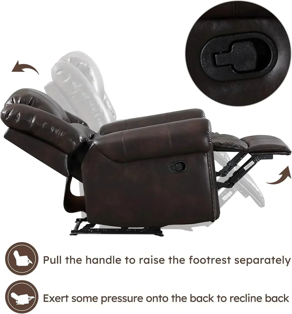 Leather recliner classic traditional manual recliner single sofa for living room wourant