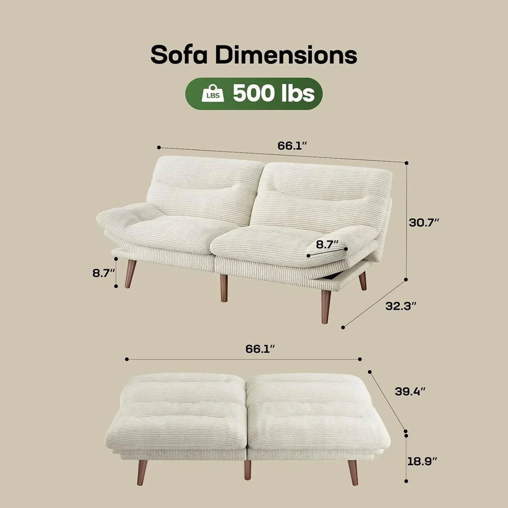 Futon Sofa Bed Futon Sofa Adjustable Back Armrests Converts to Small Sleeper Sofa Bed wourant
