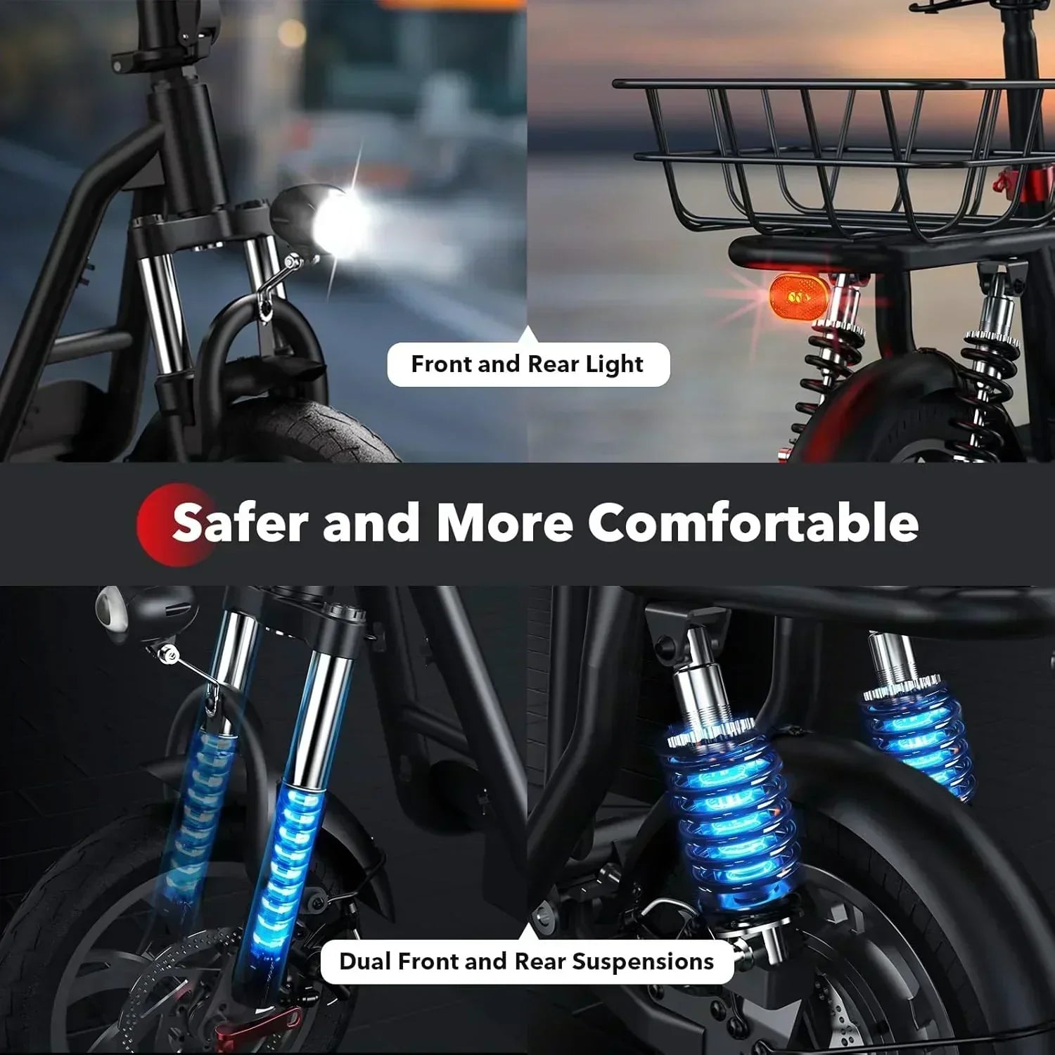 iScooter electric scooter with seat 28/19/15.6 mph top speed dual suspension scooter wourant