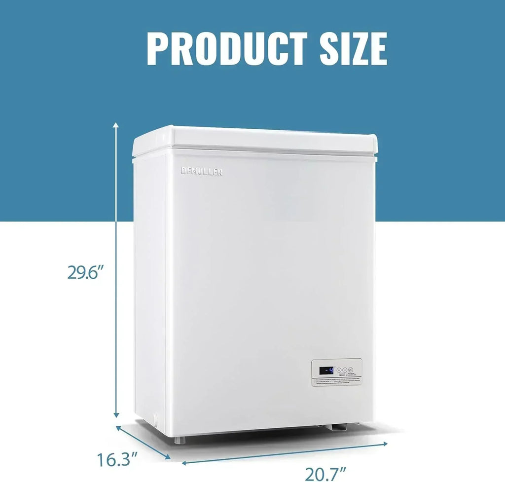 Chest Freezer 5.0Cubic Feet Deep Freezer Freestanding Freezers 2 Removable Stainless Steel Basket wourant
