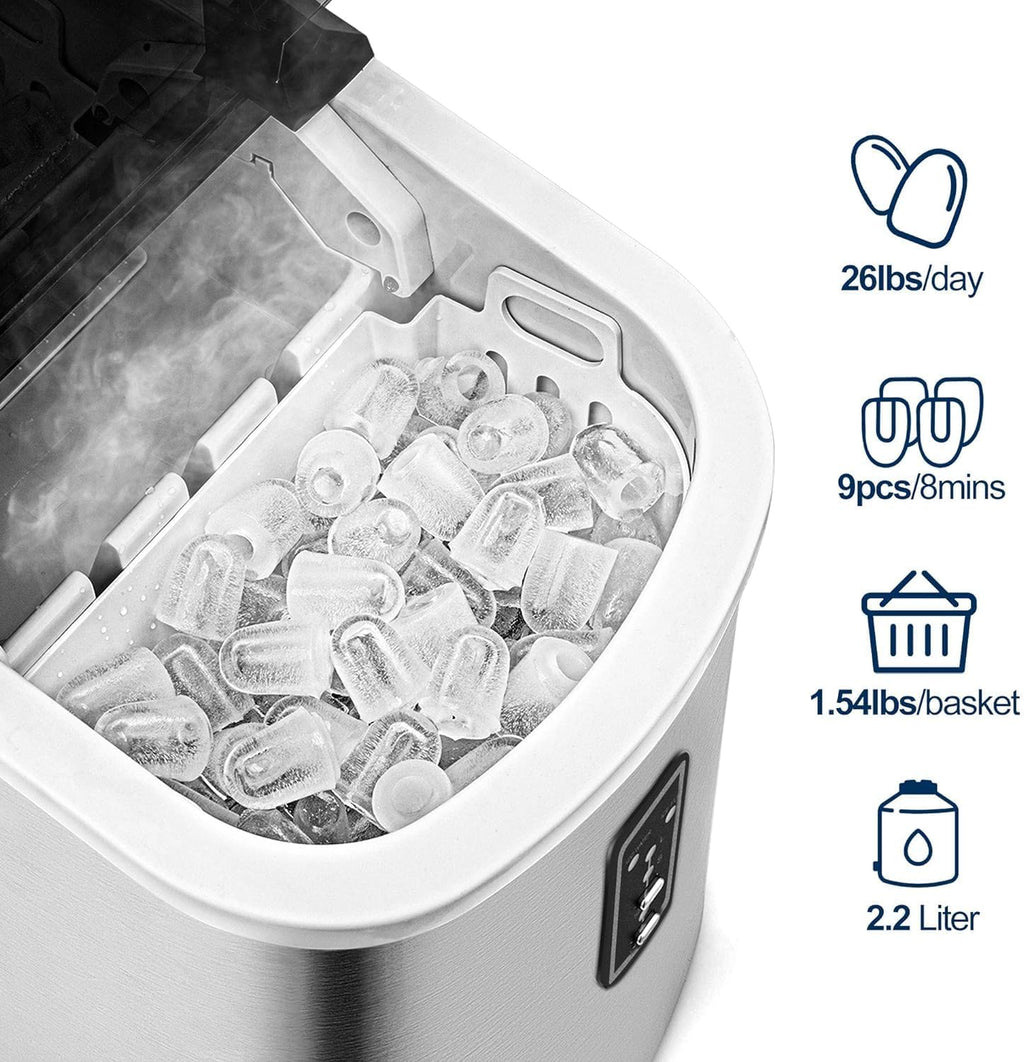EUHOMY Nugget Ice Maker Countertop with Handle Ready 34lbs Per Day Removable Top Cover wourant