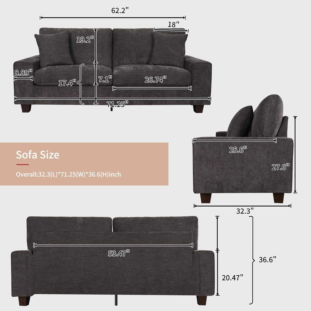 DOPEDIO living room double sofa chenille lounge chair removable solid wood frame wourant