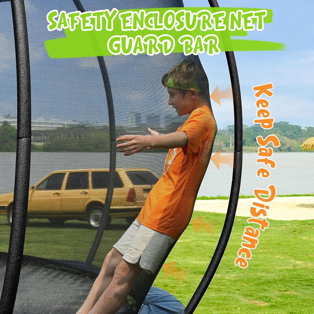Gigu 10FT 12FT 14FT Recreational Trampolines with Enclosure Net and Ladder Anti-Rust Coating wourant