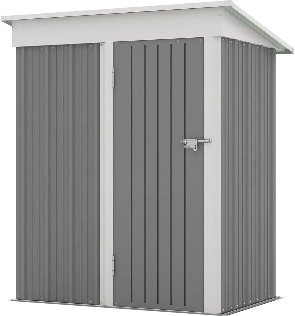 Patiowell 5x3 FT Outdoor Storage Shed Tool Shed with Sloping Roof and Lockable Door Metal Shed wourant