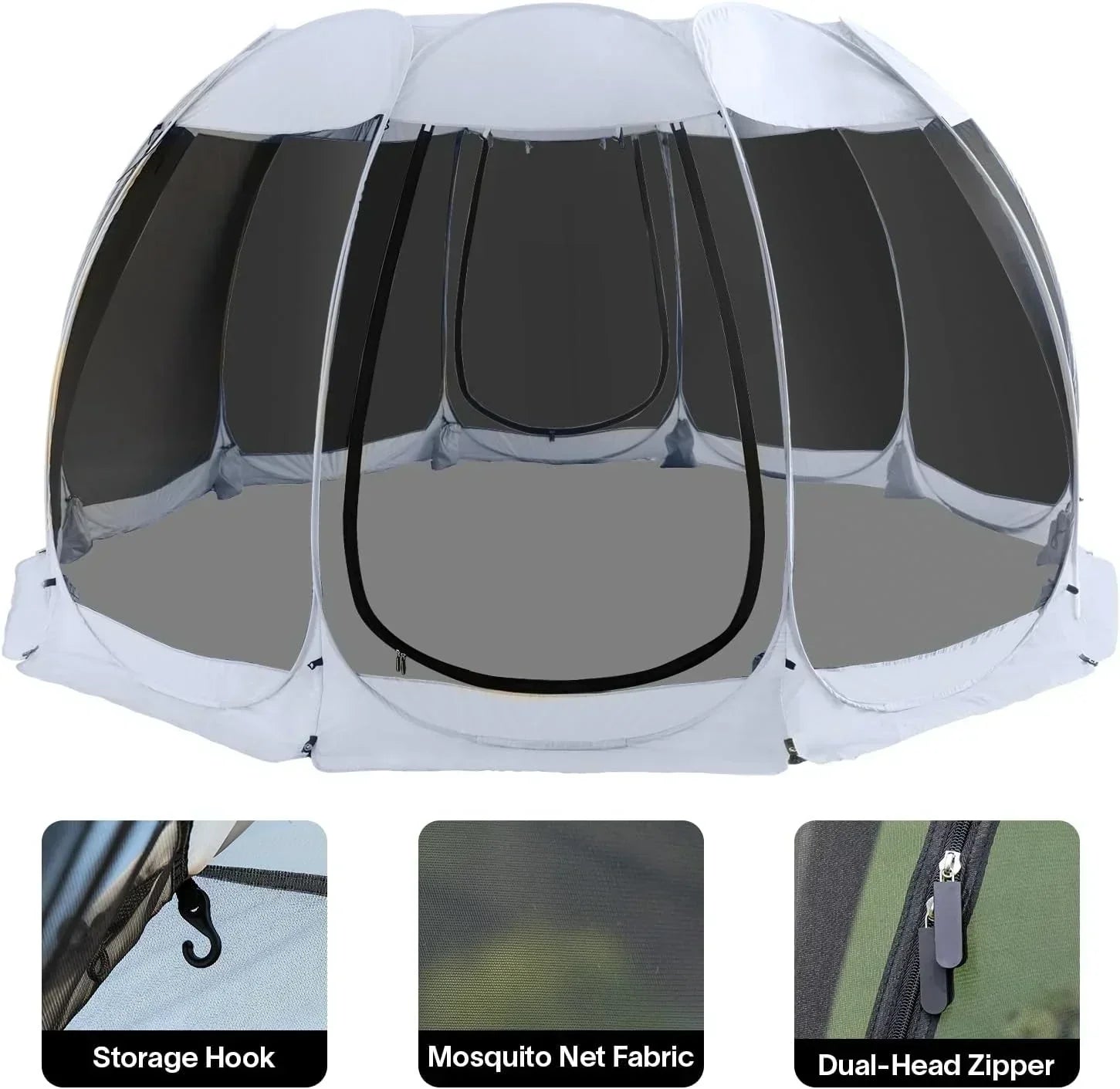 Screen gazebo sleeps 6-10-15 people Igloo-style canopy tent mosquito net on the sides Perfect wourant