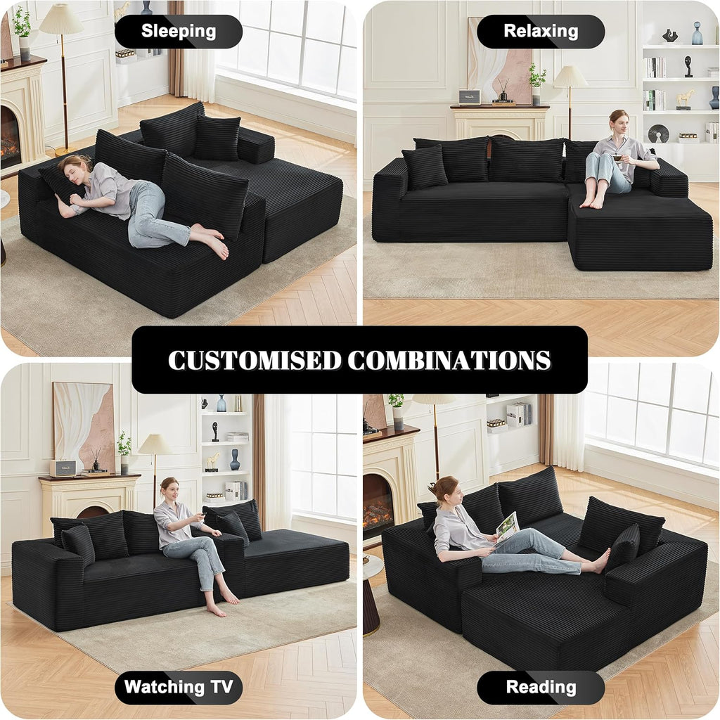 110-inch cloud sofa boneless sofa in the living room modular sofa with deep seats wourant
