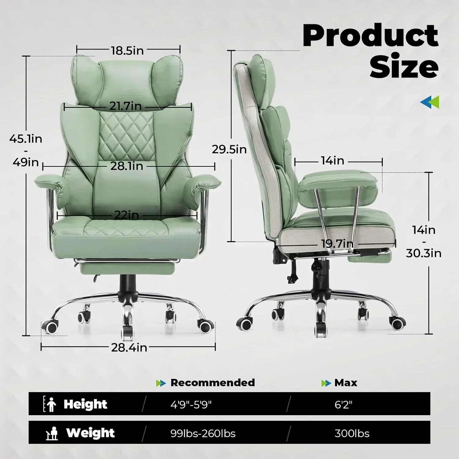 Large high back office chair high back leather gaming chair with footrest wourant