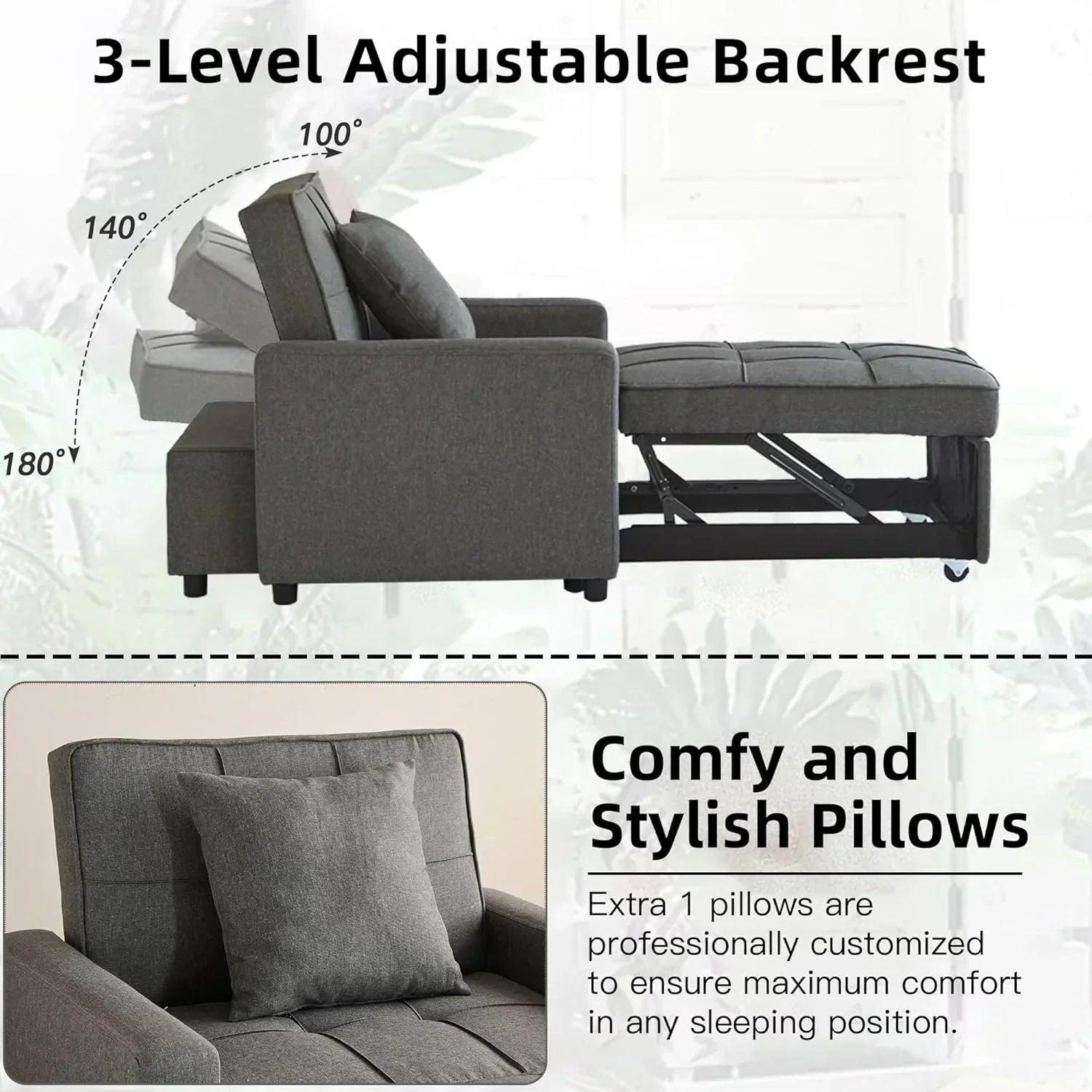 Sofa Bed Chair Convertible Sleeper Sofa with Pull-Out Bed wourant