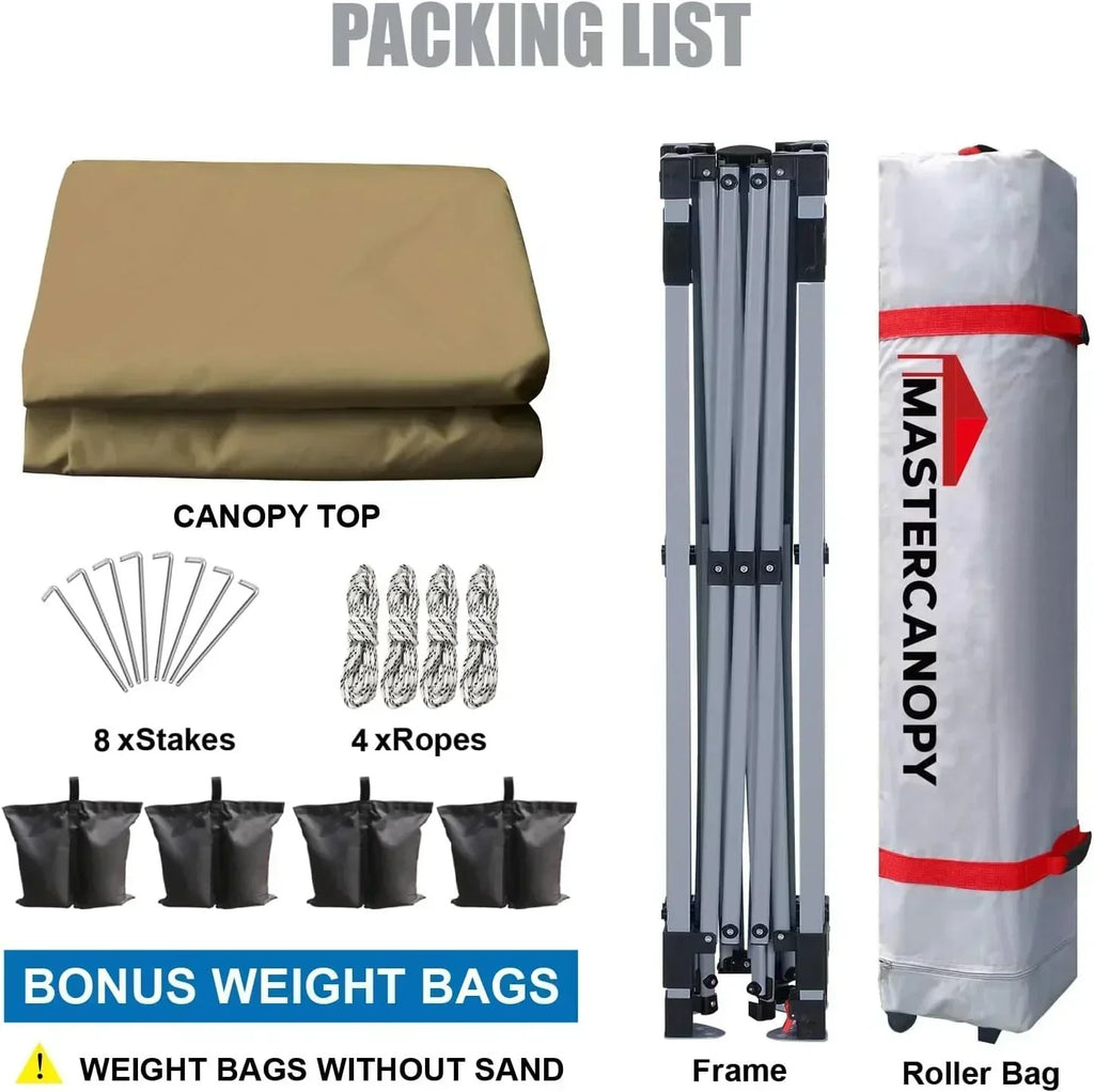 Durable Pop-up Canopy Tent with Roller Bag (10x10 Black) wourant