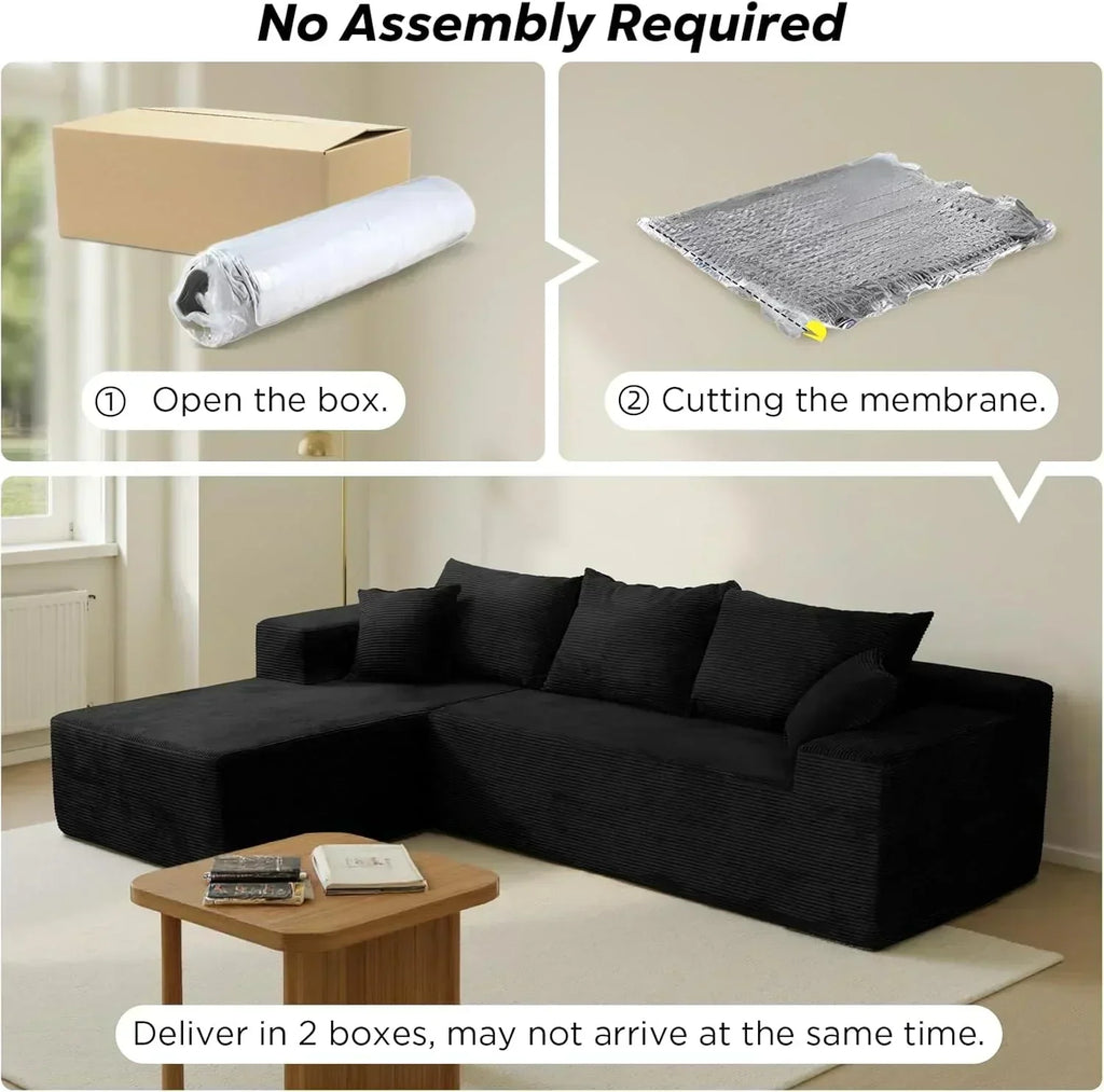 Cloud sofa with L-shaped lounge chair modern modular sofa with deep seats wourant
