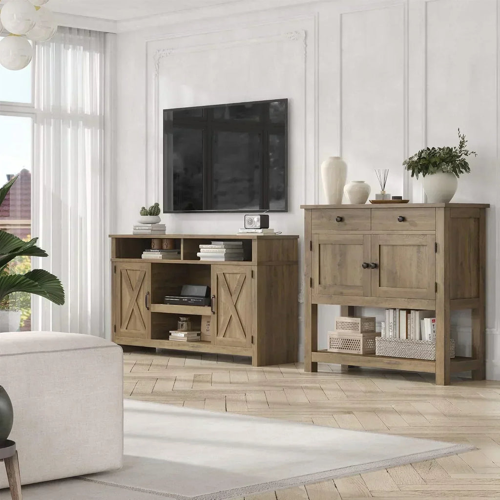 Farmhouse style console table coffee bar entry table with storage rack sofa table wourant