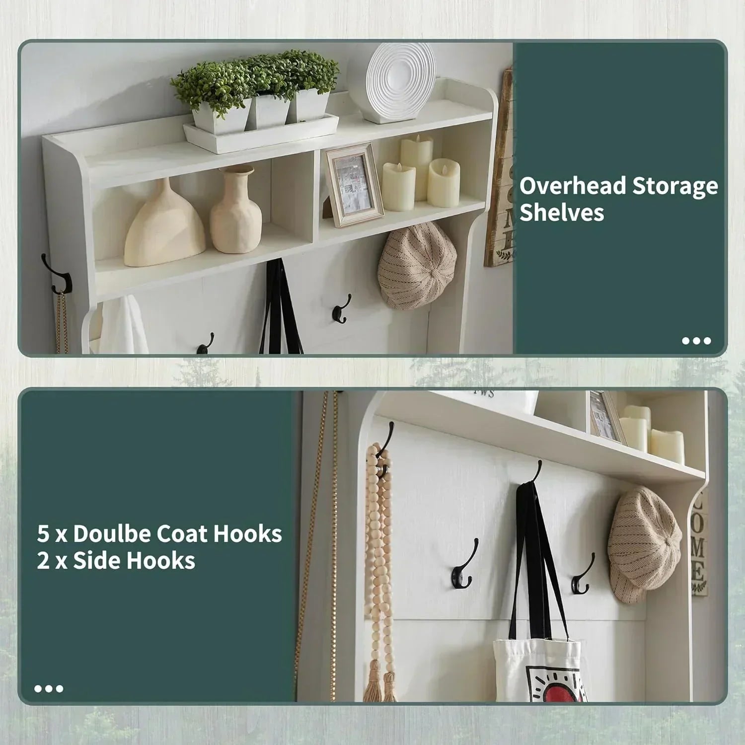 JXQTLINGMU 59-inch Farmhouse Foyer Tree Shoe Storage Entryway Bench Foyer Coat Rack Cabinet wourant