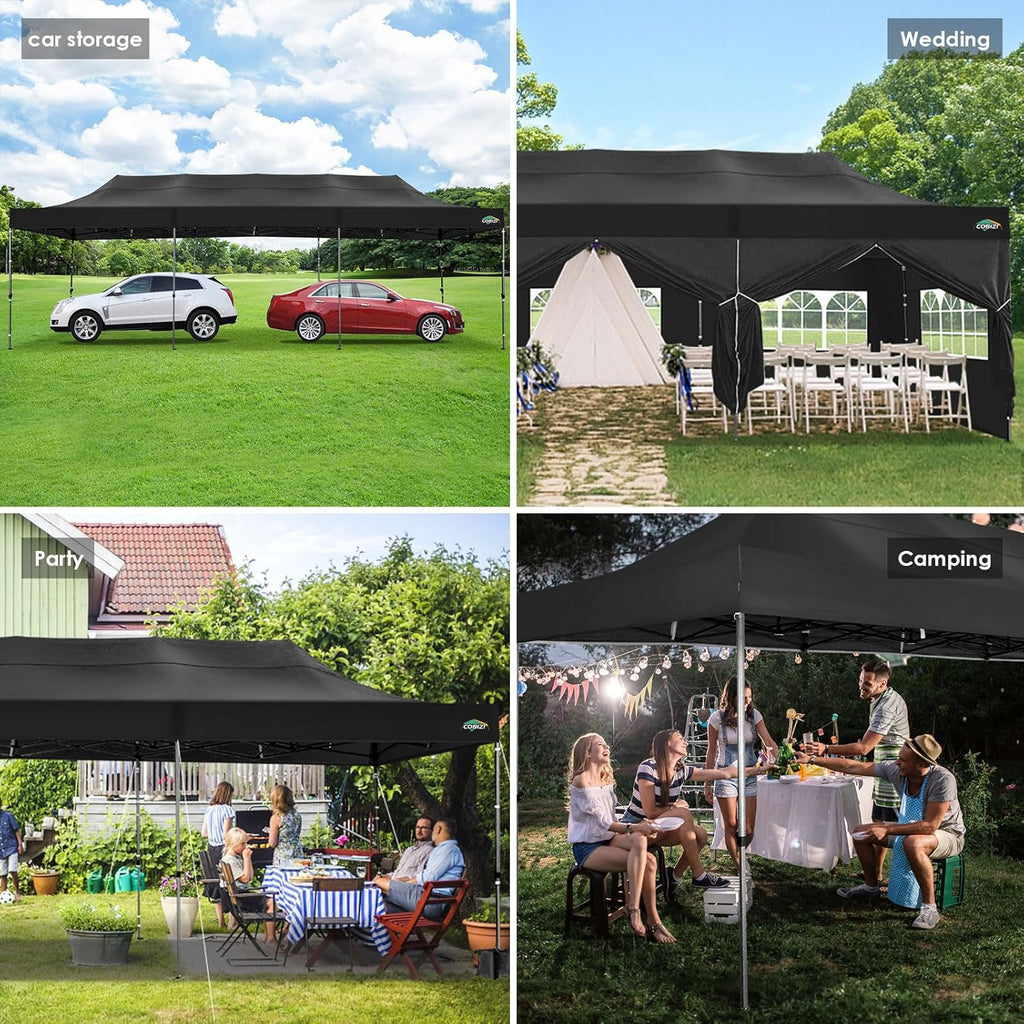 COBIZI 10x20 Heavy Duty Pop up Canopy Tent 6 sidewalls Commercial Canopy Wedding Party Tents wourant