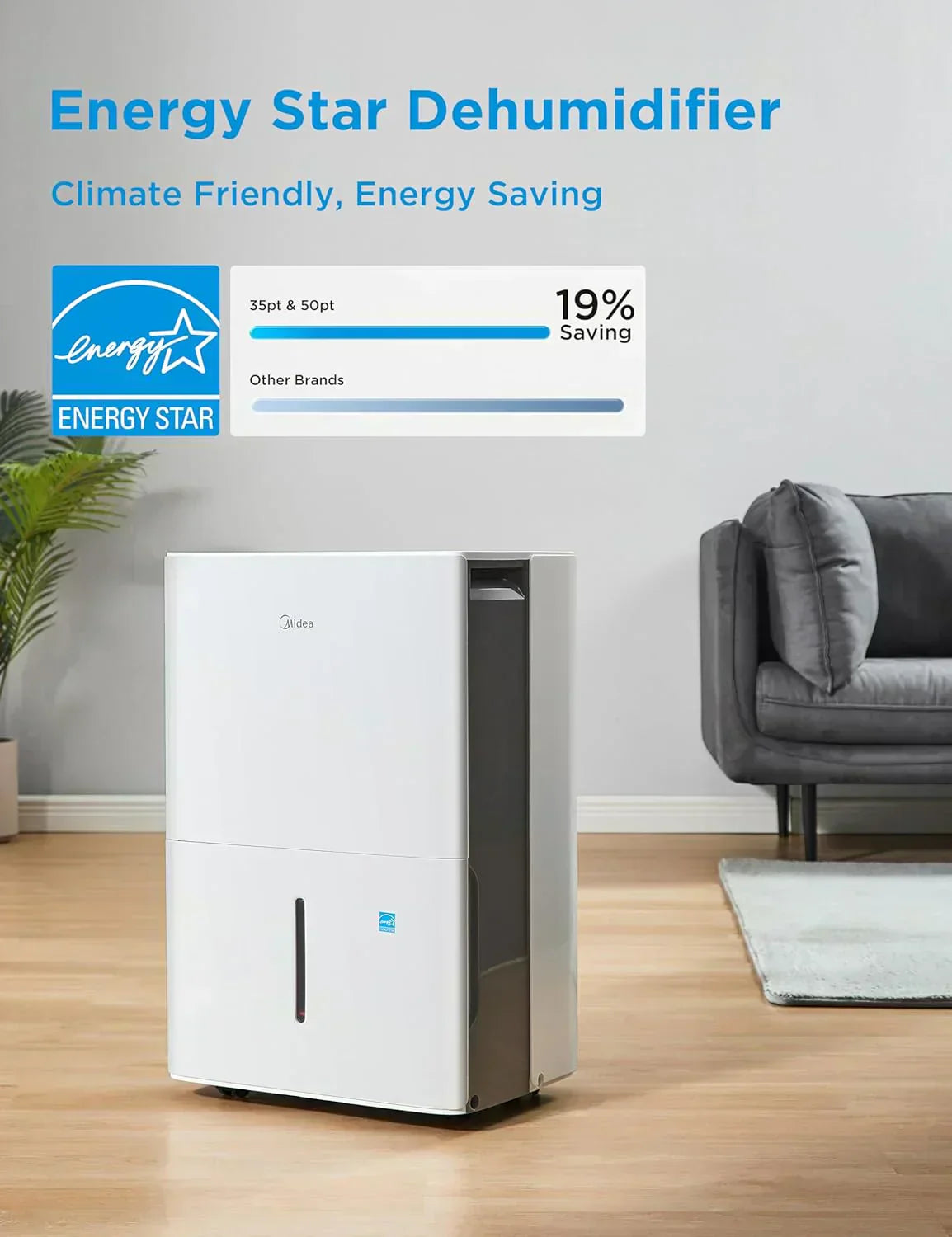 Midea 4,500 Sq. Ft. Dehumidifier Pump Included Energy Star Certified 50 Pint Ideal For Basements wourant