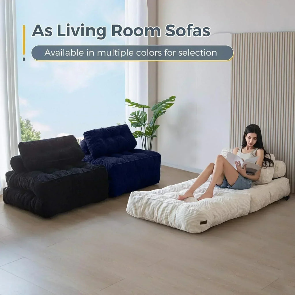 MAXYOYO Folding Sofa Bed Convertible Sleeper Chair with Pillow Foldable Mattress with Back Support wourant