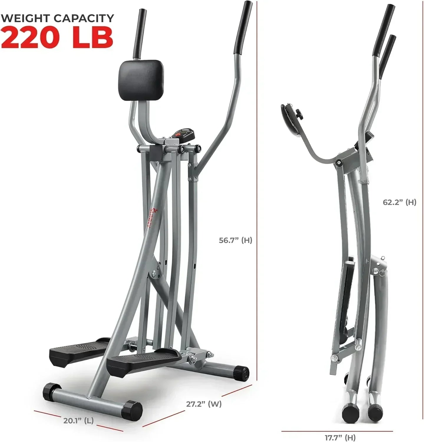 Sunny Health & Fitness Smart Air Walker Elliptical Low-Impact 30-Inch Stride Home Glider Machine wourant