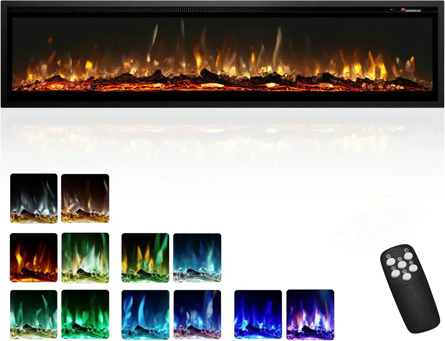 EUHOMY 50 Inch Electric Fireplace Wall Recessed Adjustable Flame Color Fireplace Heater wourant