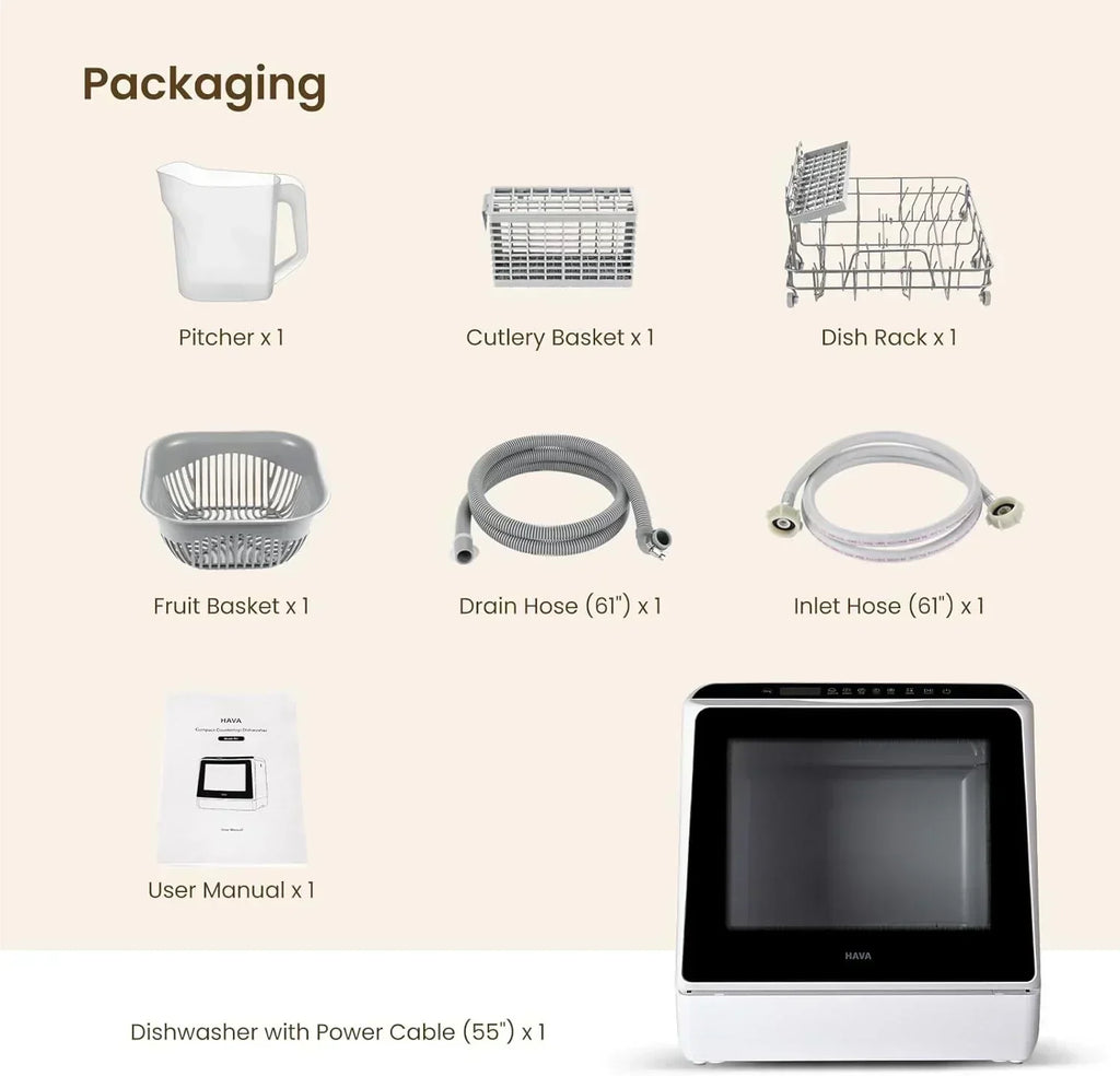 HAVA tabletop dishwasher 6-program portable dishwasher with built-in 5-liter water tank wourant