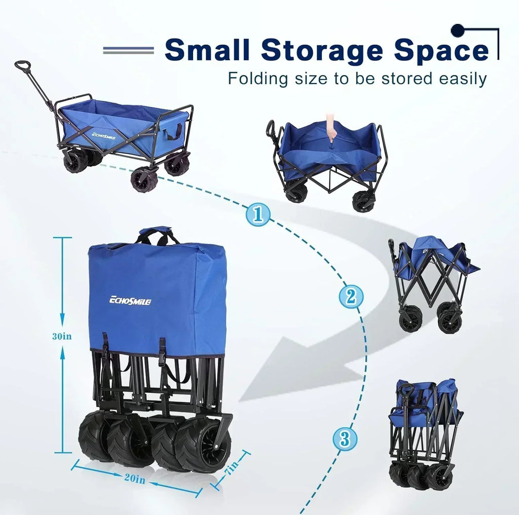 Heavy Duty 350 lb Capacity Foldable Caravan Outdoor Folding Camping Caravan Portable Grocery Cart wourant