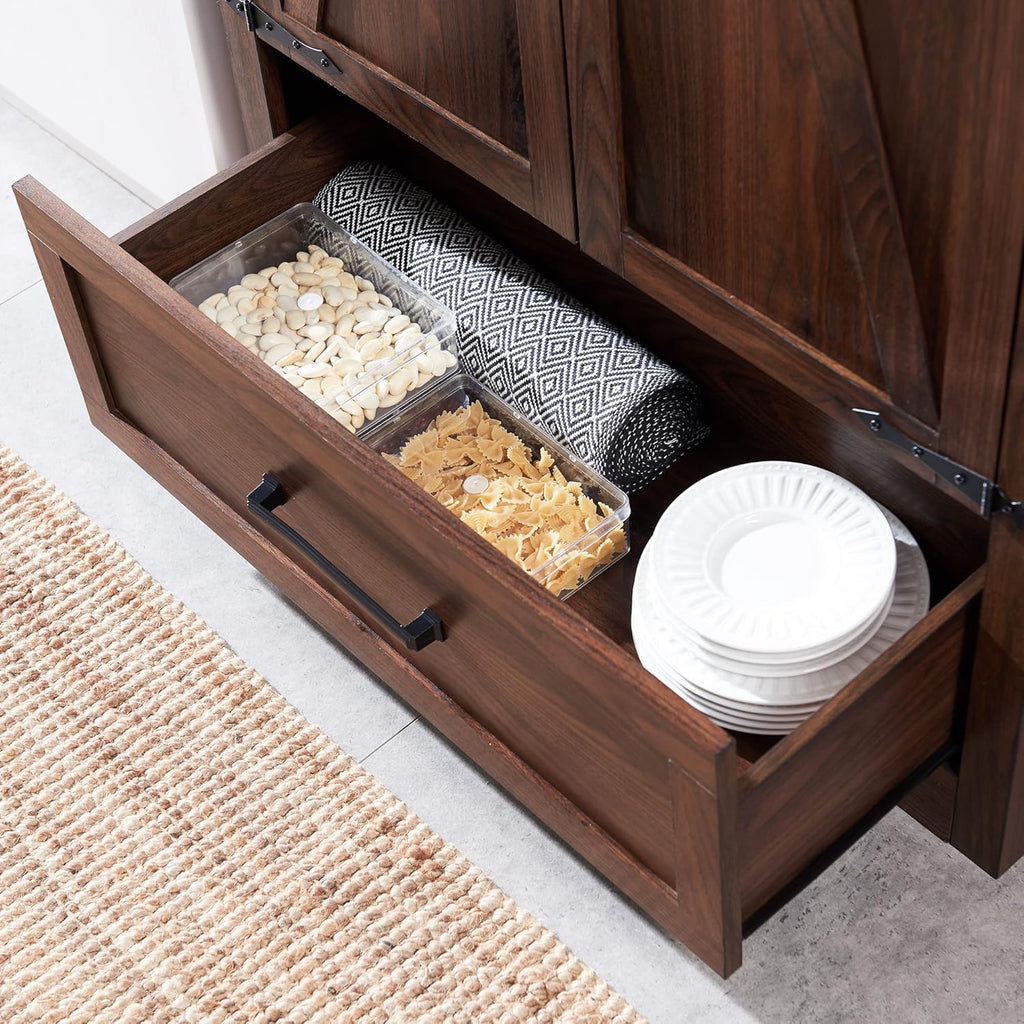 JXQTLINGMU Farmhouse Kitchen Pantry 72" Tall Wood Kitchen Storage Cabinet Adjustable Shelves wourant