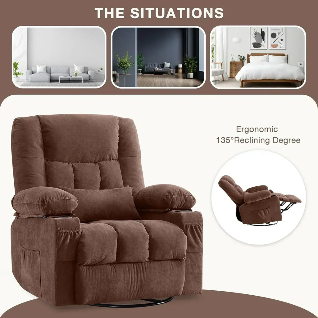 Massage rotating rocking lounge chair with vibration massage and calorie metering functions wourant