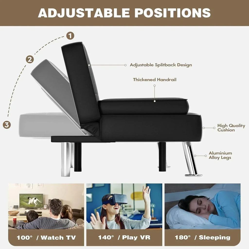 Homall Futon Sofa Bed Leather Futon Couch with Armrests Adjustable Recliner Sleeper Sofa Bed wourant