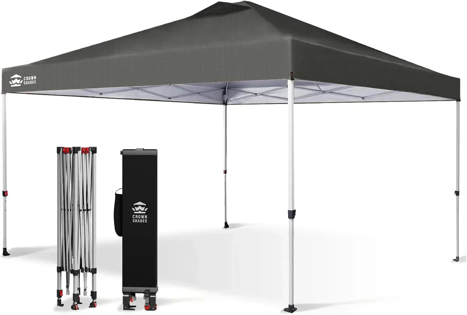10x10 Pop-Up Awning One-Click Installation Beach Tent Outdoor Sunshade Silver Coated Top wourant