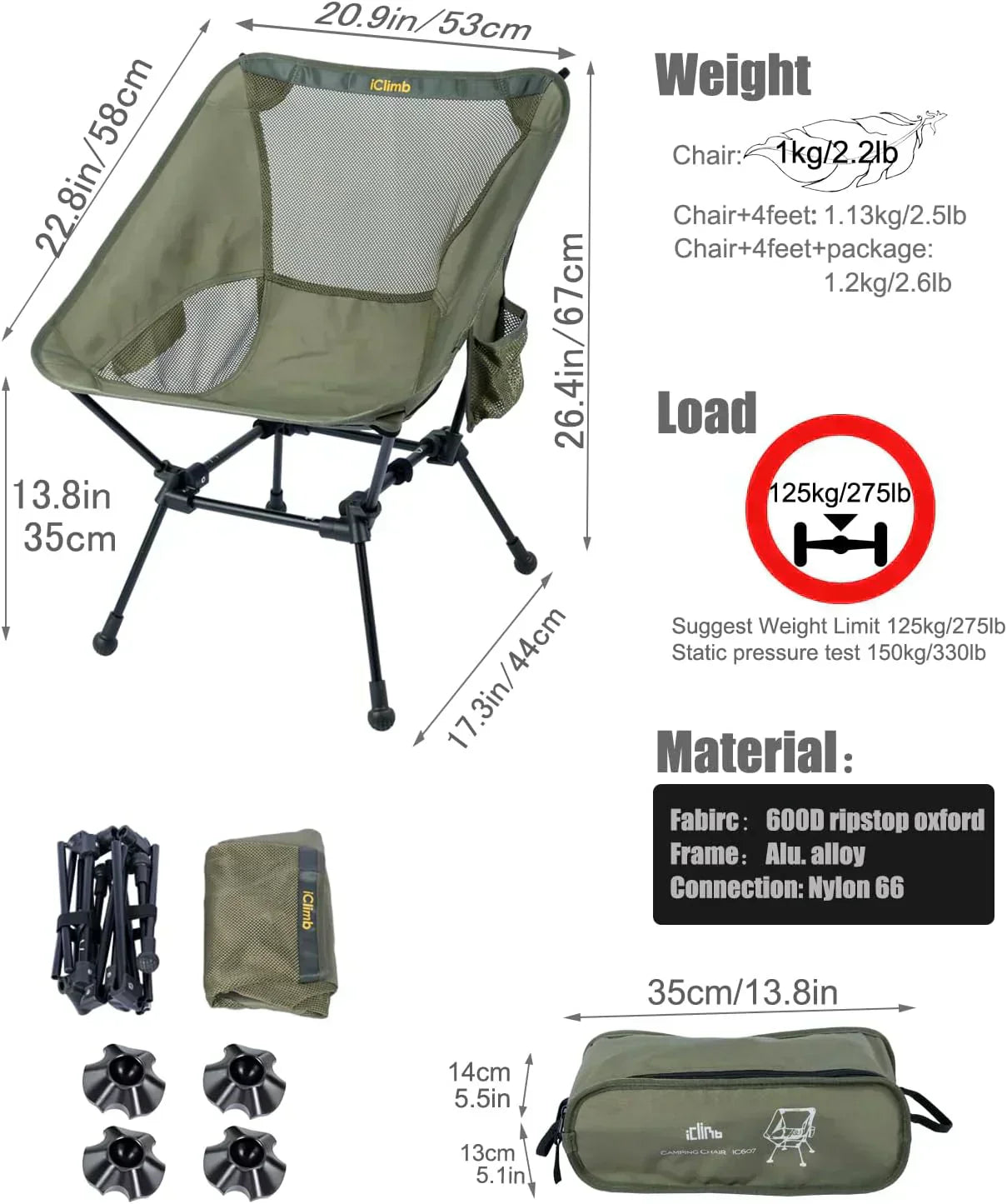 Ultralight Compact Camping Folding Beach Chair wourant