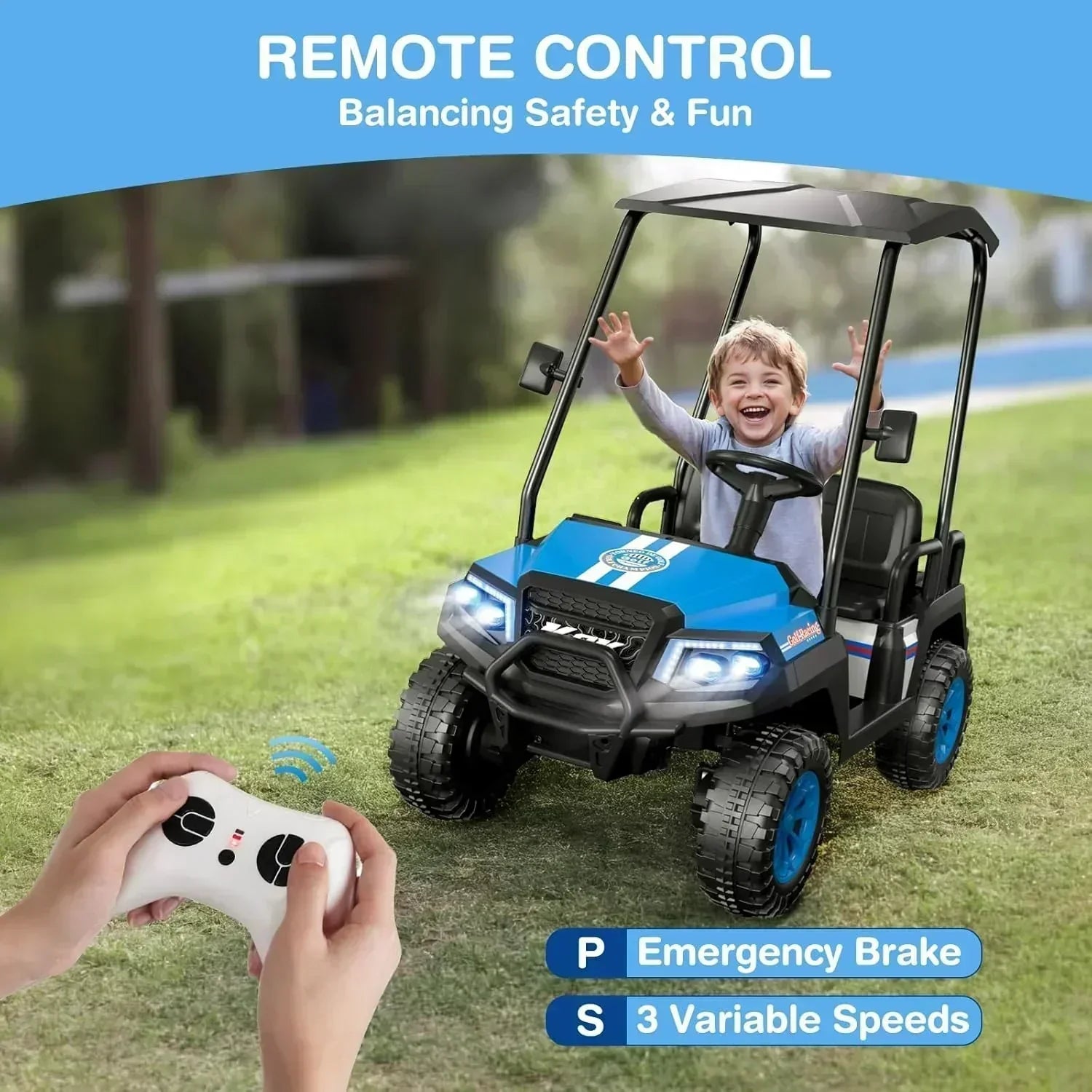 R9 24V Children's Golf Cart with Remote Control Removable Awning wourant