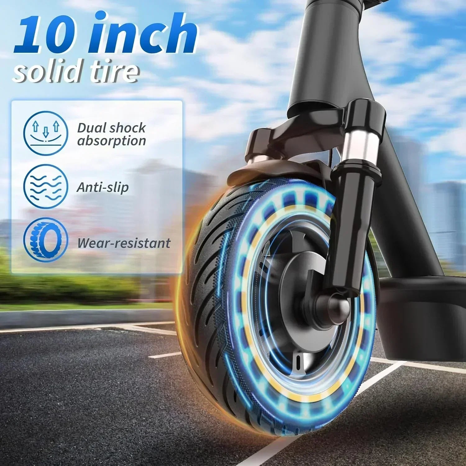 Volpam electric scooter Powerful electric motor Solid tires 28/21/12 mile range wourant