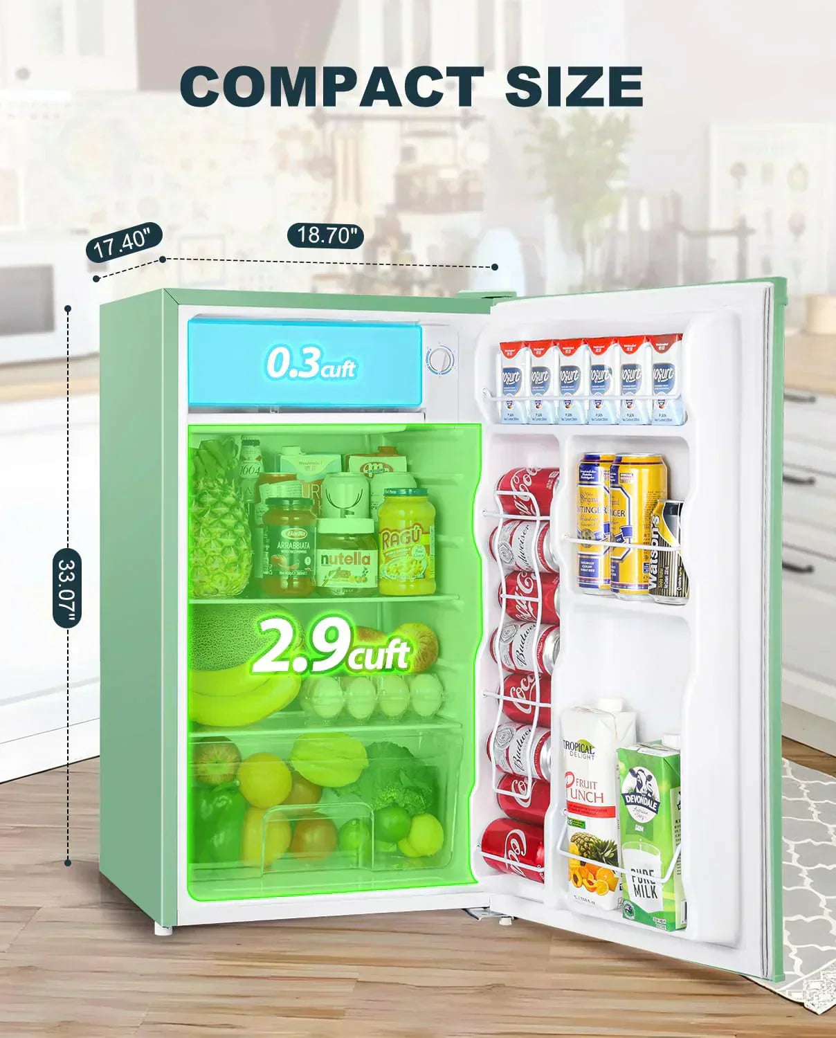 Upstreman 3.2 Cu.Ft Mini Fridge Freezer Single Door Fridge Dorm Fridge Adjustable Thermostat wourant