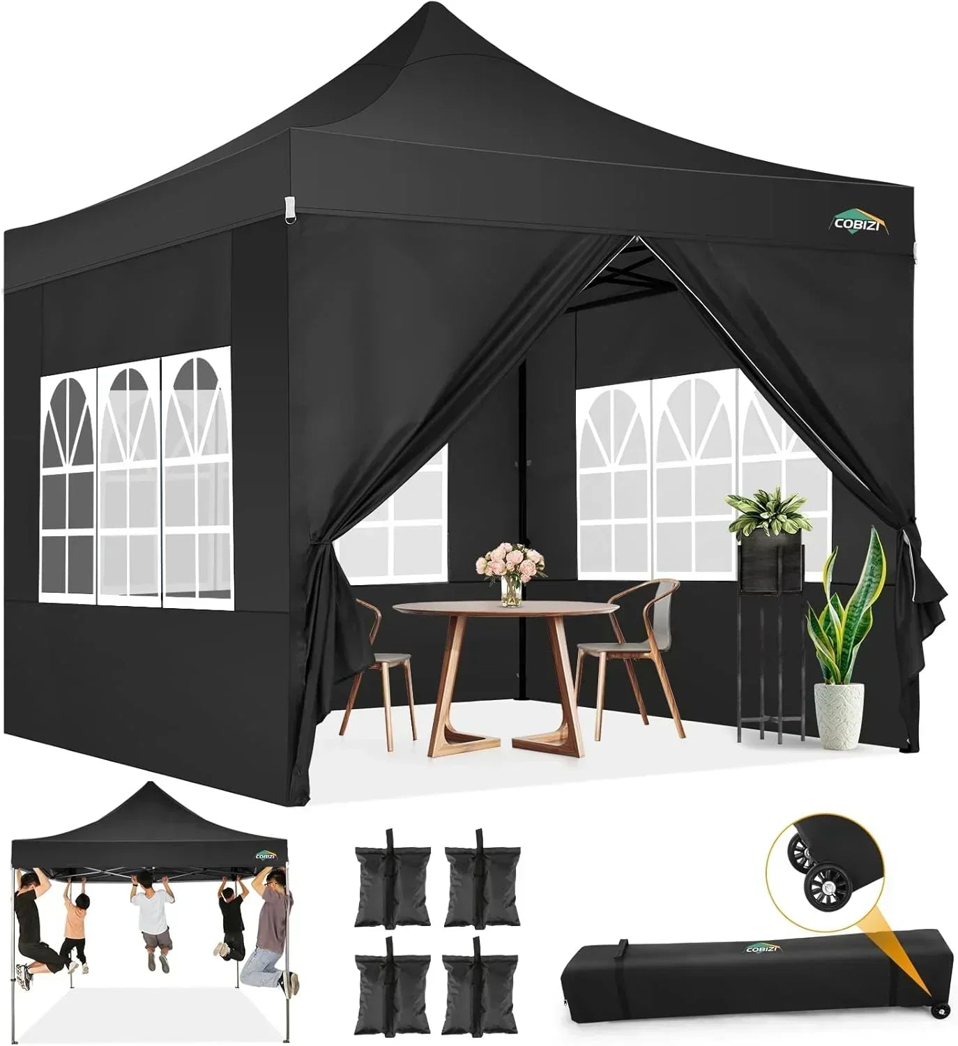 COBIZI 10x20 Heavy Duty Pop up Canopy Tent 6 sidewalls Commercial Canopy Wedding Party Tents wourant