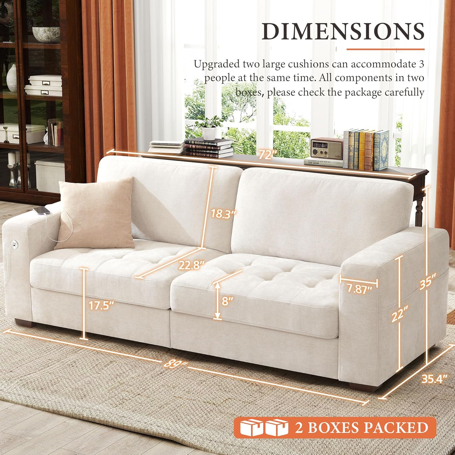111.4 Inch L Shaped Modern Sofa Modular Cloud Sofa with Ottoman 4 Seater Chenille Deep Seat Sofa wourant