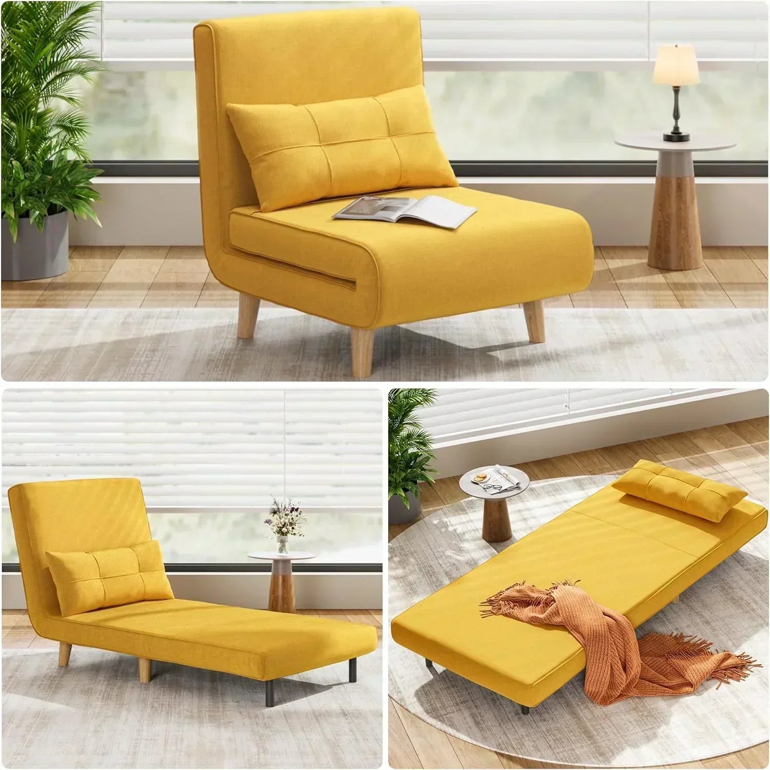 3-in-1 sleeper chair bed convertible chair bed futon sofa with adjustable backrest wourant