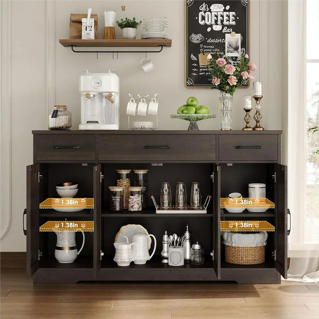Sideboard with drawers large 55-inch sideboard modern farmhouse wood kitchen dining table wourant