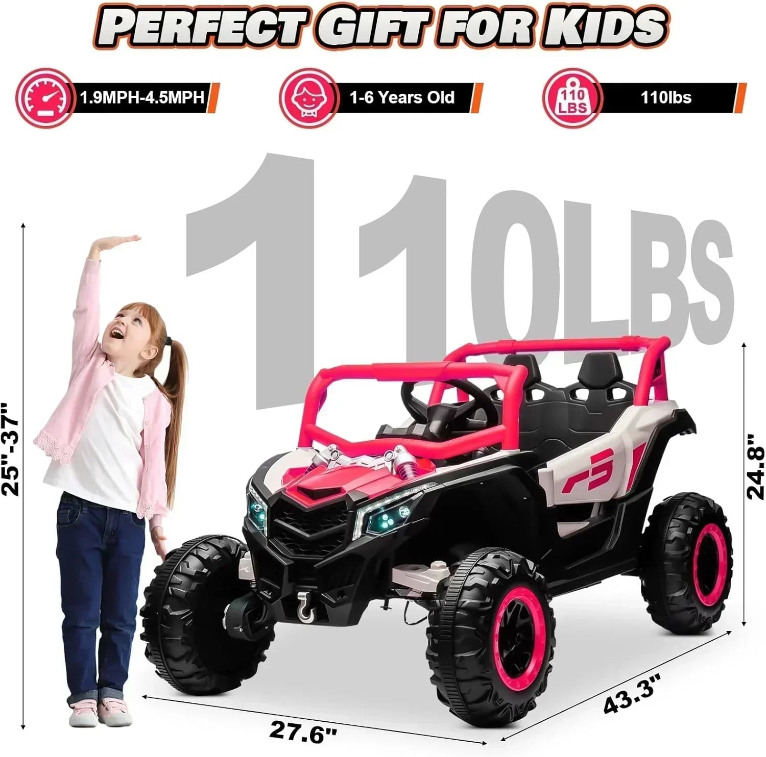 JOYRACER Kids Remote Control Car with 4 x 150W Motors Shock Absorbers Bluetooth MP3 Player wourant