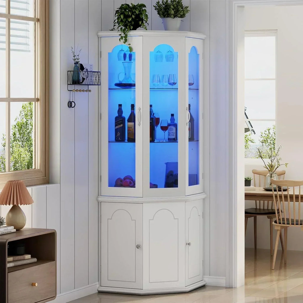Corner wine cabinet with LED lights tall modern wine cabinet home bar wine storage cabinet wourant