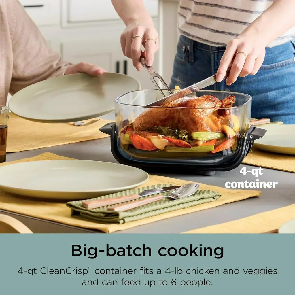 Ninja Crispi 4 in 1 Portable Glass Air Fryer Cooking System 4QT 6 Cup TempWare Glass Containers wourant