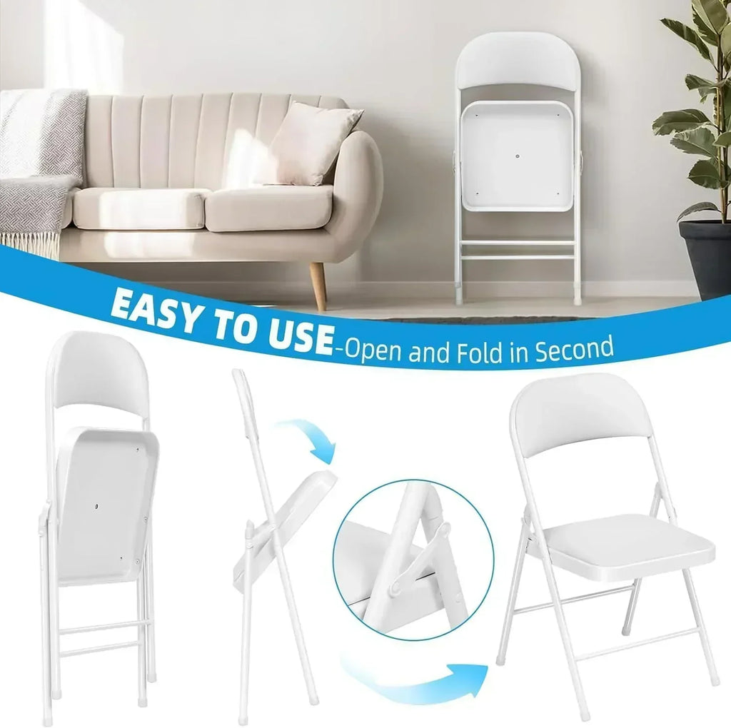 6 Pack Black Folding Chairs with Leather Chairs Events Office Wedding Party Upholstered Chairs wourant