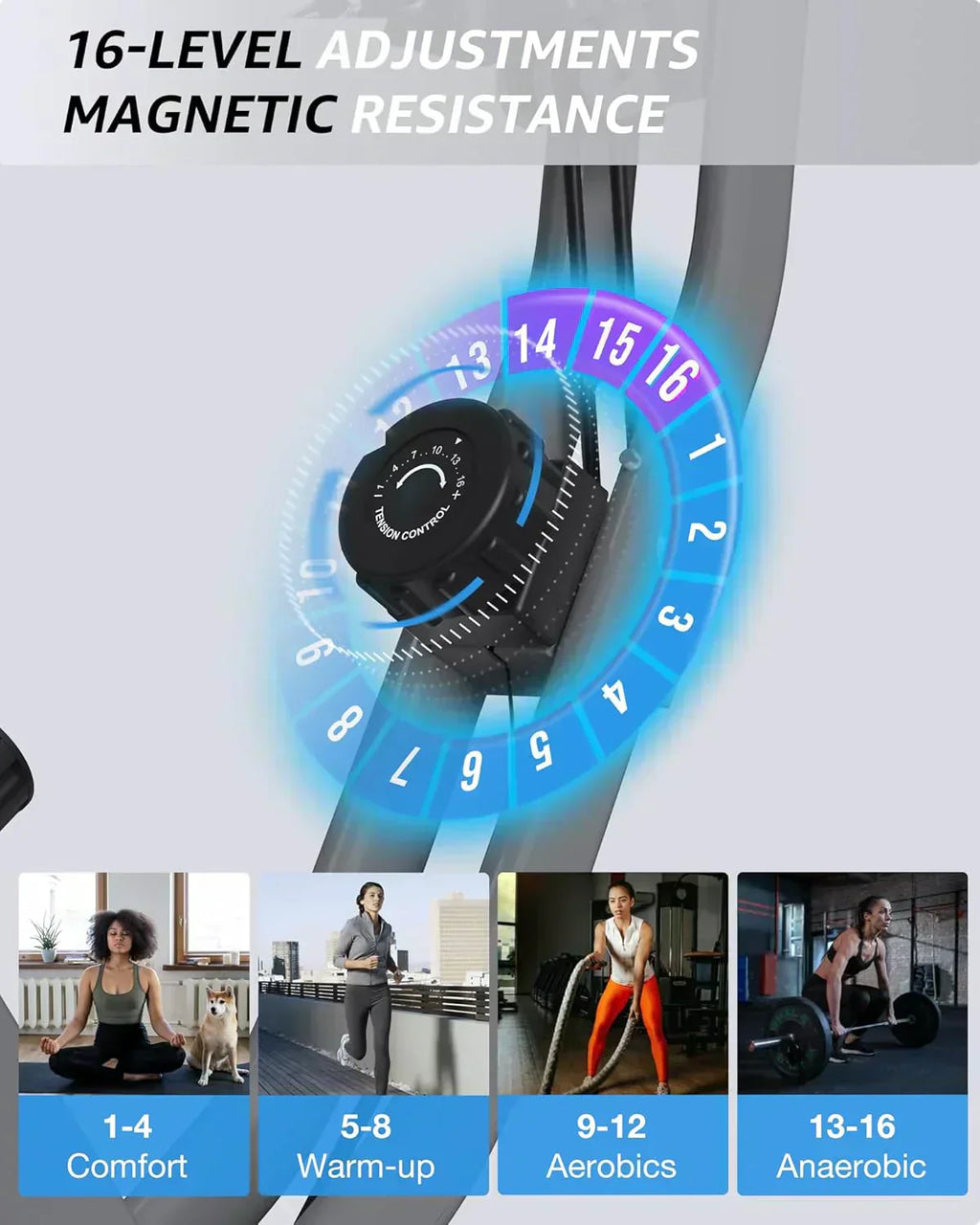 Foldable Exercise Bike Stationary Bikes  5 IN 1 Indoor Workout Cycling Bike Quiet Magnetic Resistance wourant