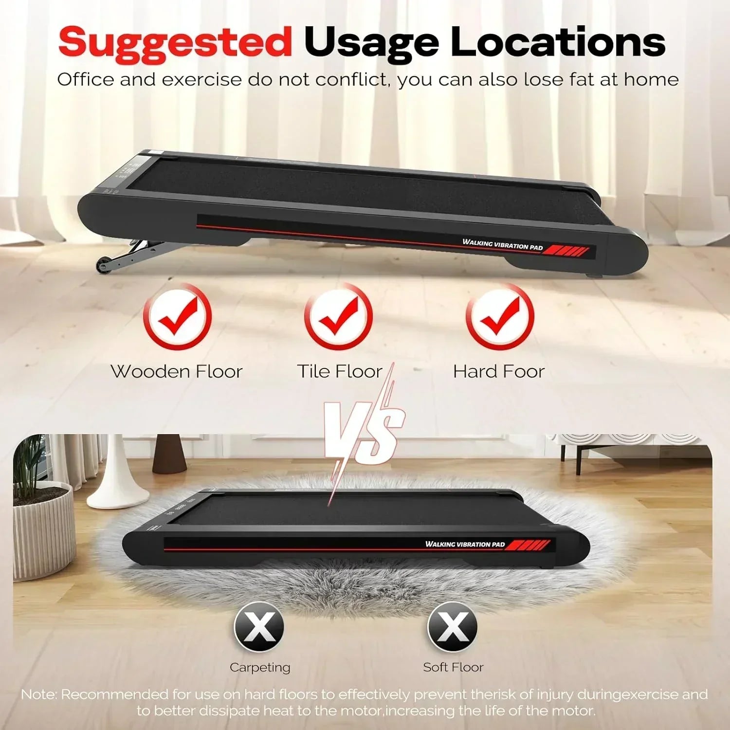 Sperax Walking Vibration Pad with APP 3 in 1 Under Desk Treadmill Walking Treadmill Pad wourant