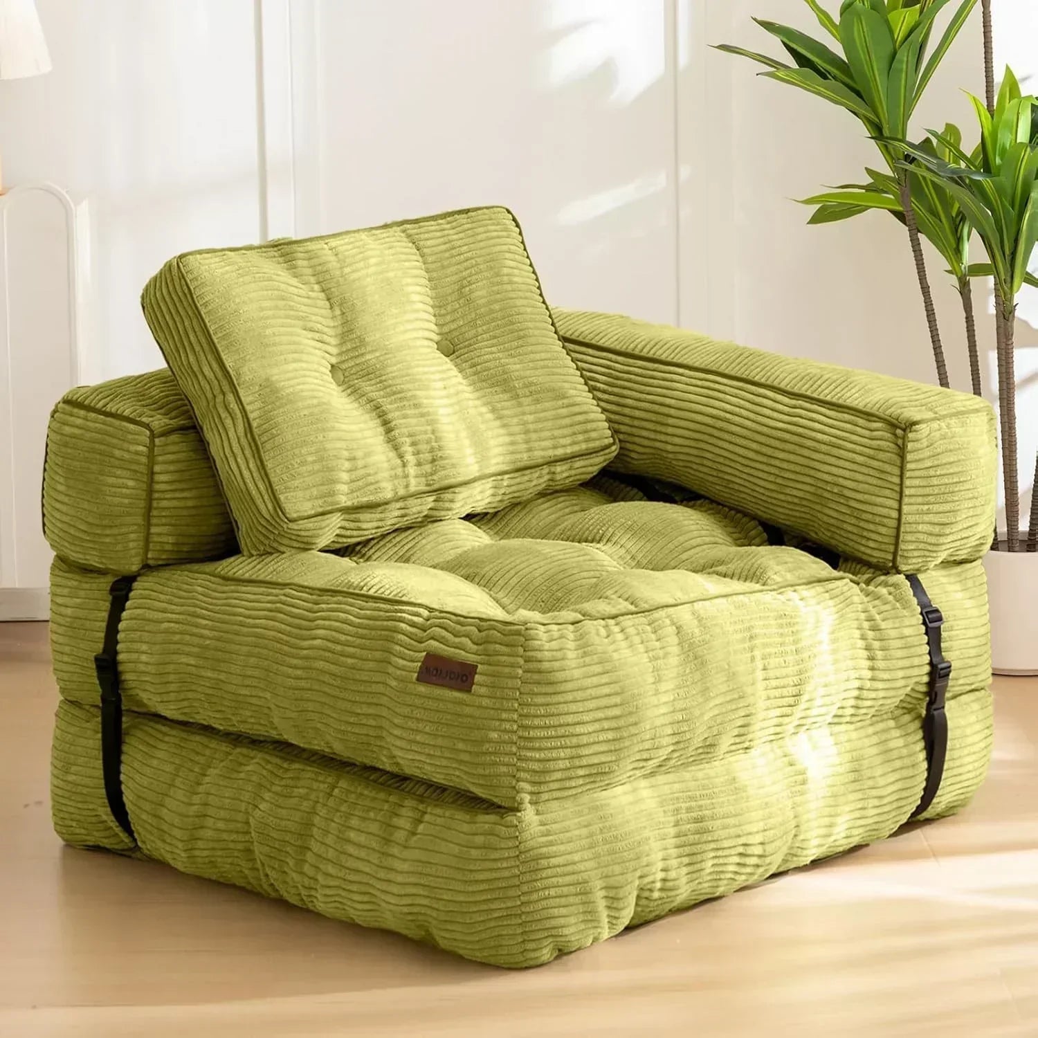 Folding Sofa Bed L-Shaped Convertible Sofa Bed with Armrests and Pillows wourant