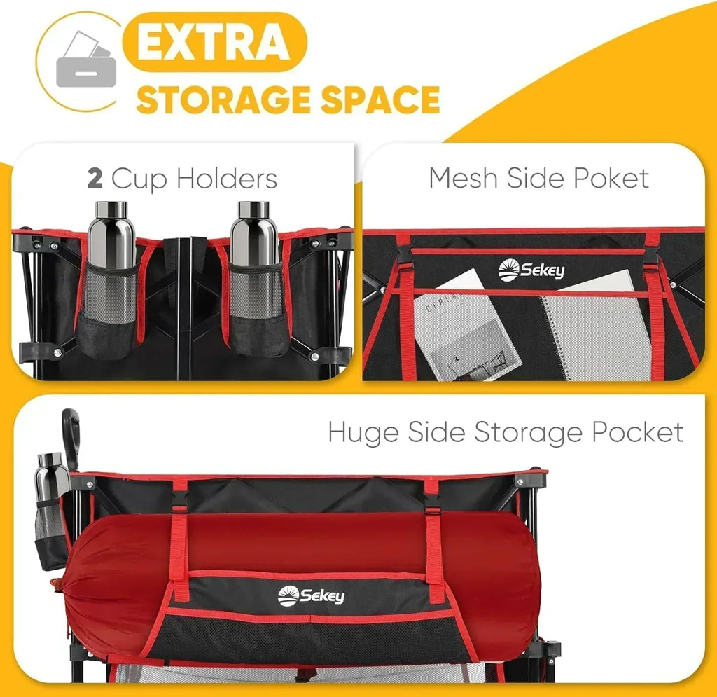 400L Large Capacity Folding Double Decker Wagon with Brakes 50" Extra Long Extender Cart wourant