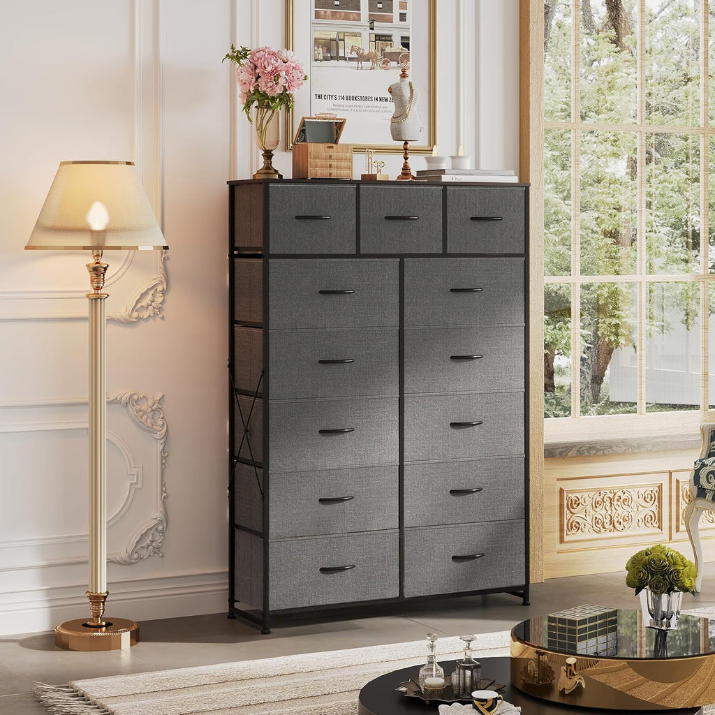WLIVE Storage Organizer Unit with 13 Fabric Bins Storage Drawers Organizer with Steel Frame wourant