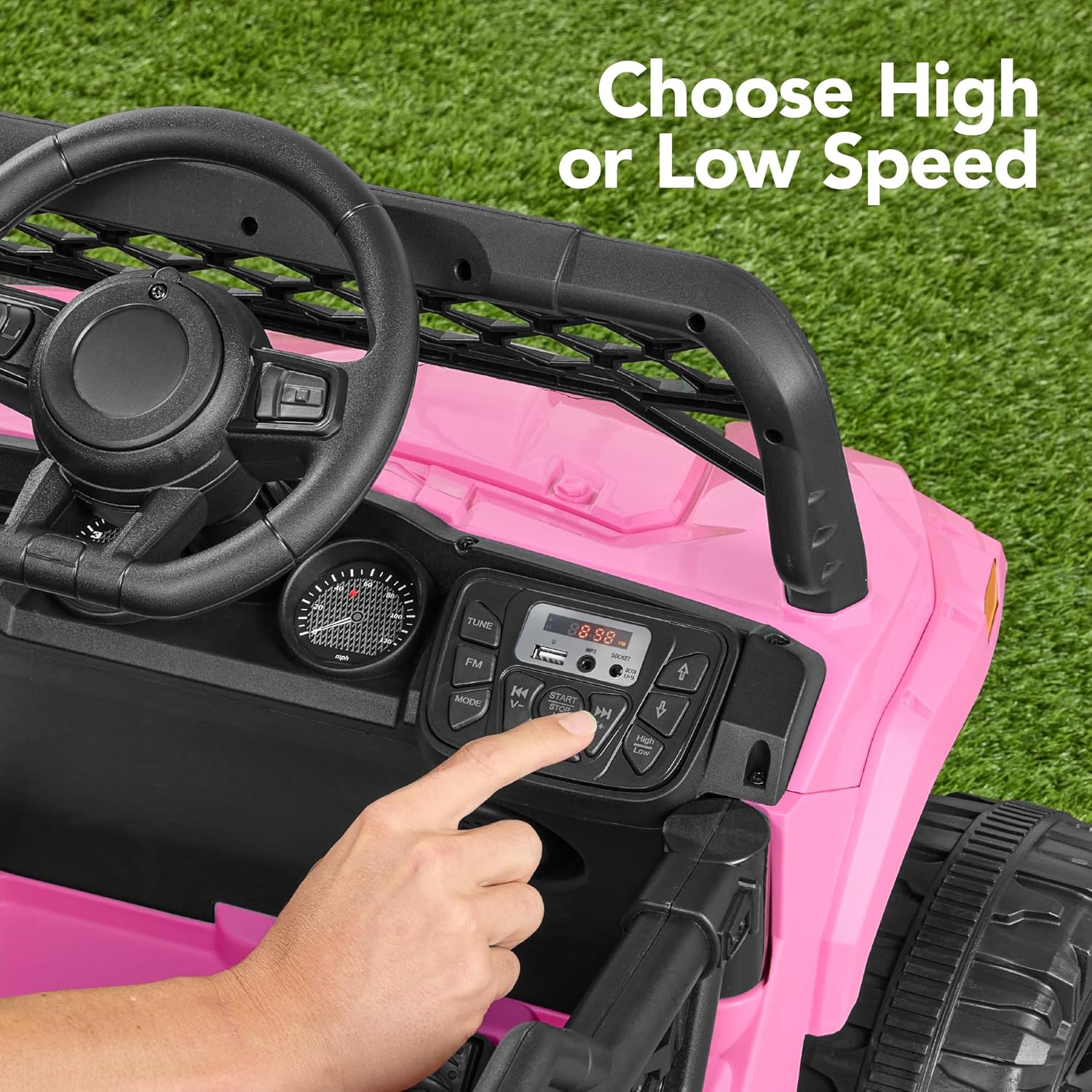 Children's black UTV electric children's car wourant