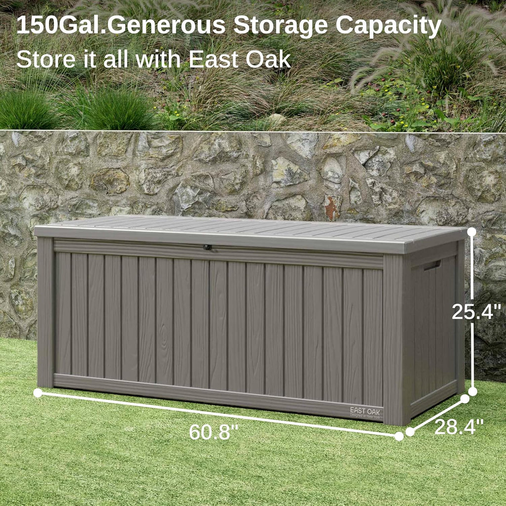 EAST OAK Outdoor Storage Box 60 Gallon Deck Box Indoor and Outdoor Use Waterproof Resin Storage wourant