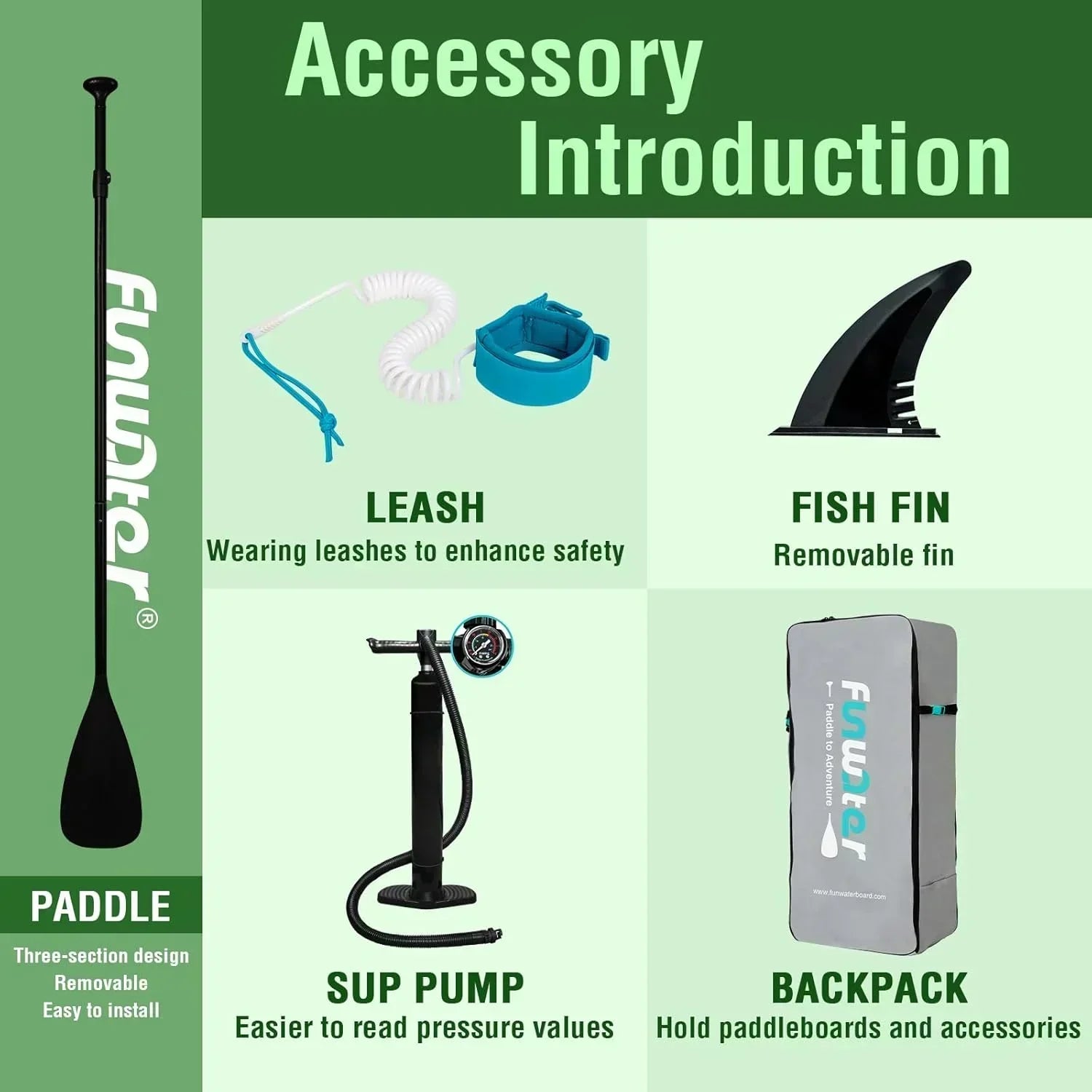 FunWater Inflatable Stand Up Paddle Board Premium SUP Paddle Accessories EVA Deck wourant