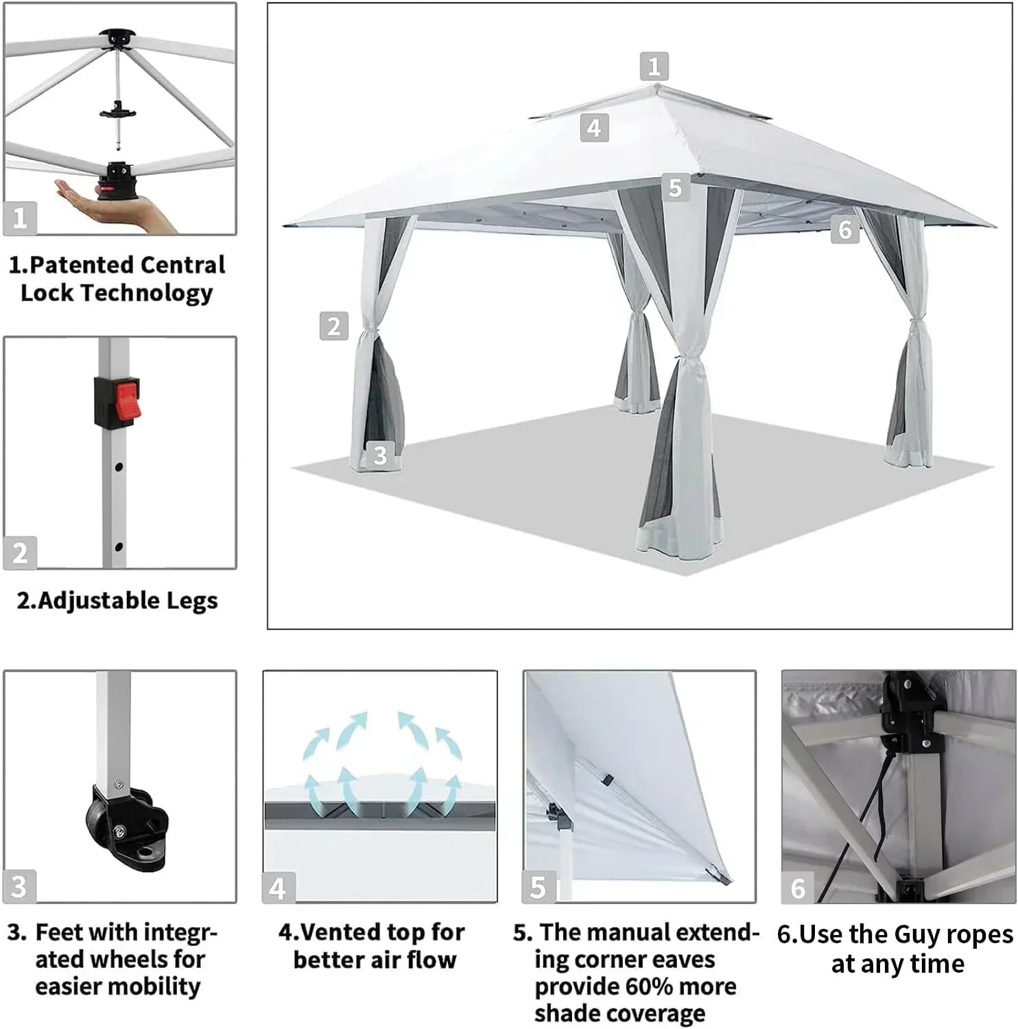 CROWN SHADES 13x13 Pop Up Gazebo Canopy Tent Gazebos on Clearance Outdoor Gazebo wourant