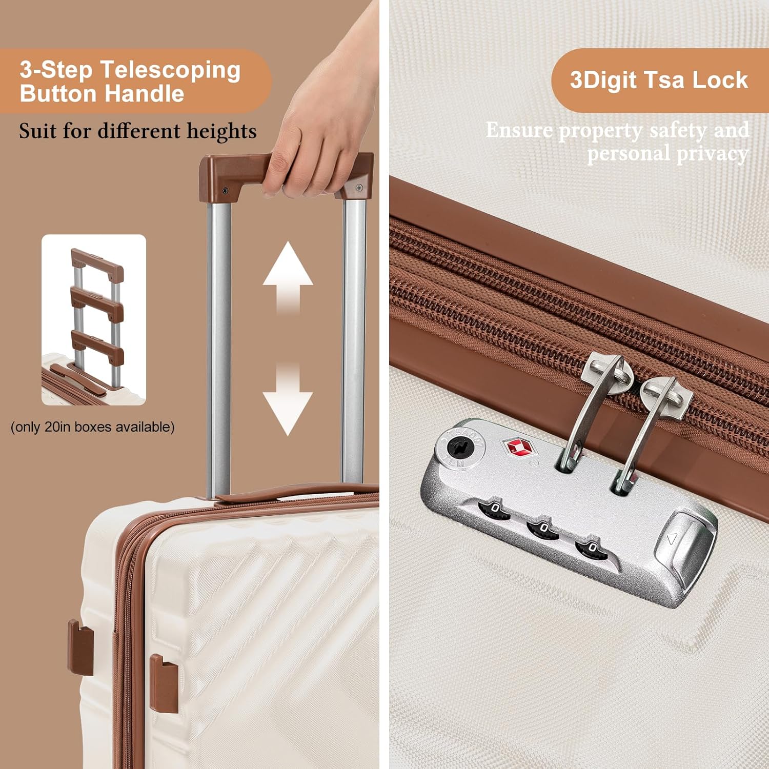 5 piece luggage set expandable suitcase 22x14x9 aviation certified durable waterproof travel set wourant