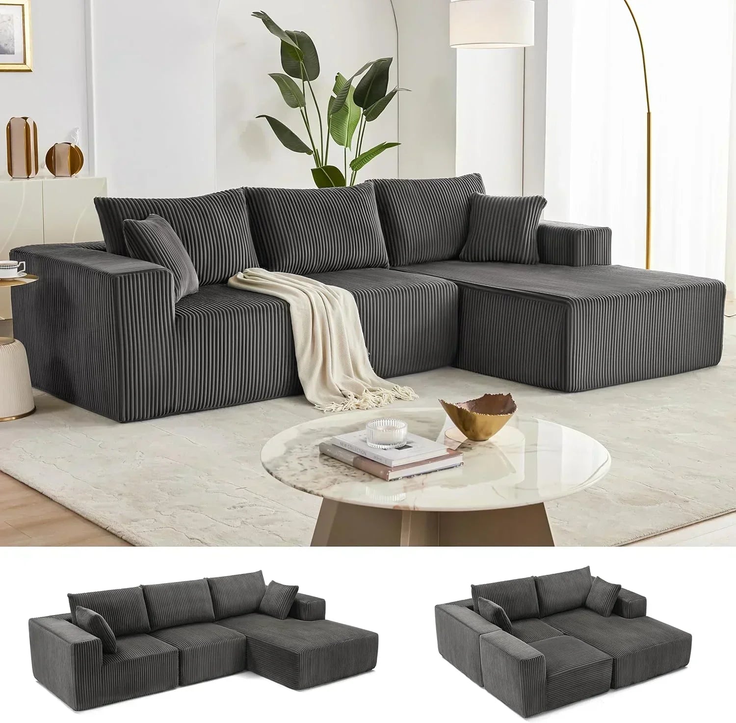 108-inch modular sofa cloud modular sofa with deep seat and reclining chair upholstered sofa wourant